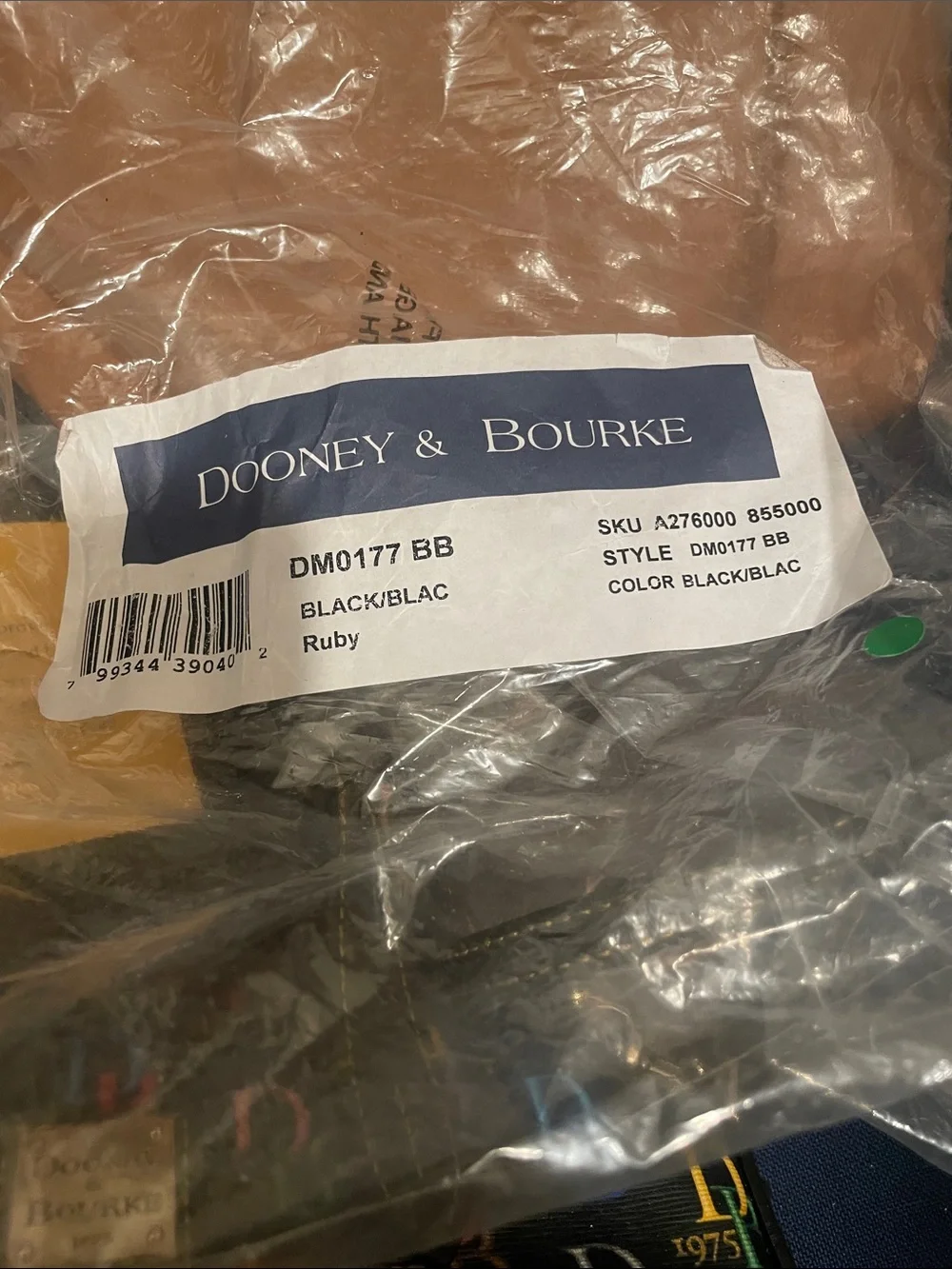 Dooney & Bourke Black Satchel with Multicolor DB Logo Print